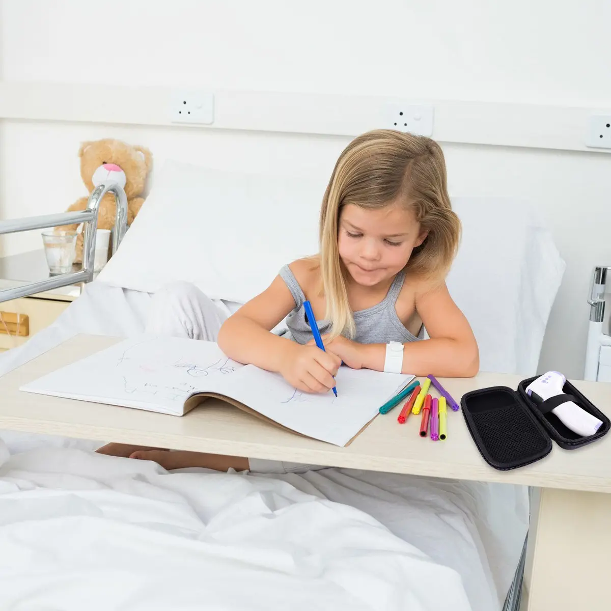 

Eva Forehead Thermometer Case Shockproof Waterproof Portable Protective Bag for Travel Home Use Compact Design with Lanyard