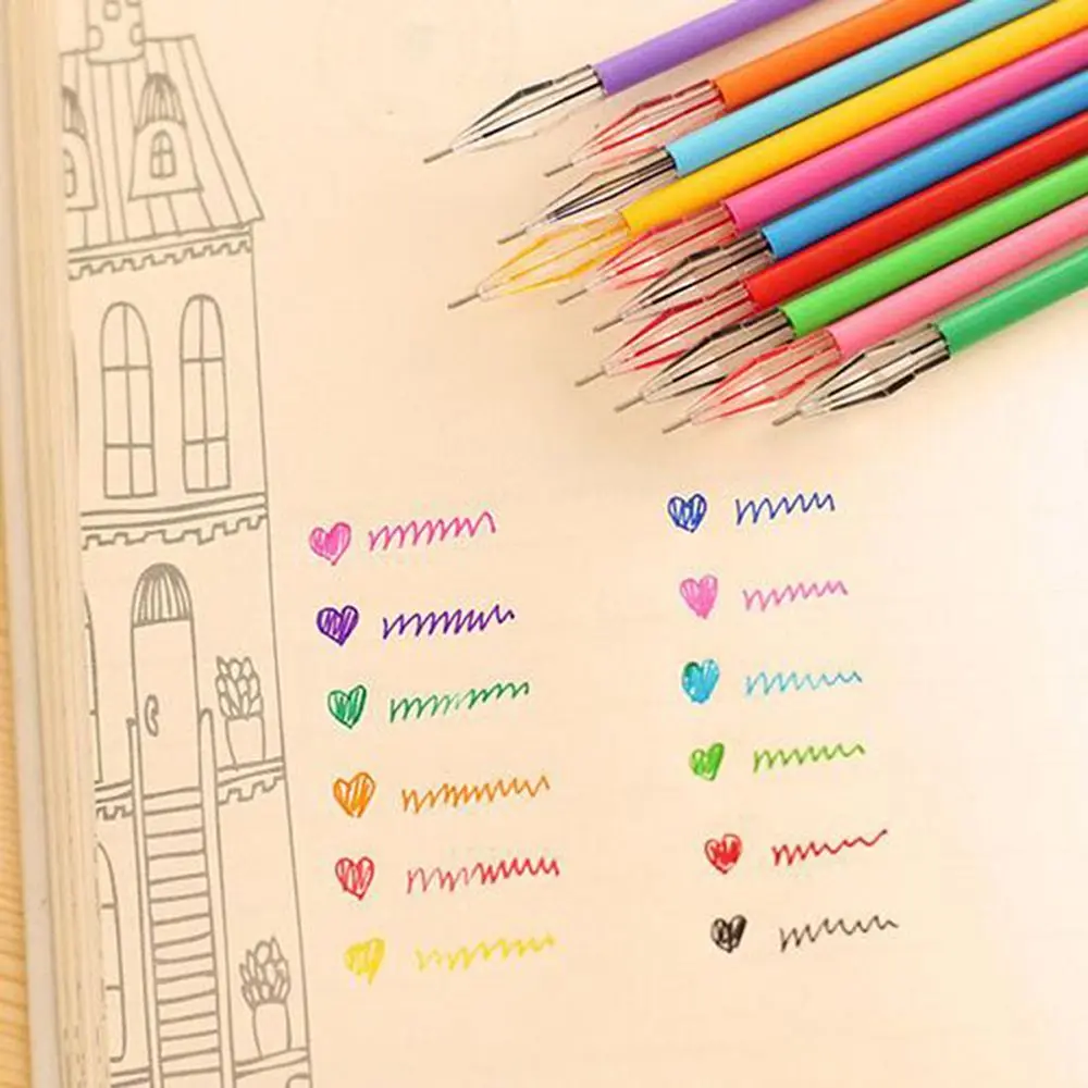 Fresh Color Gel Pen Refill Diamond Head Core 0.38mm School Stationery Cartridge Pen Refills 12 Pcs Gel Pen Neutral Pen Refill