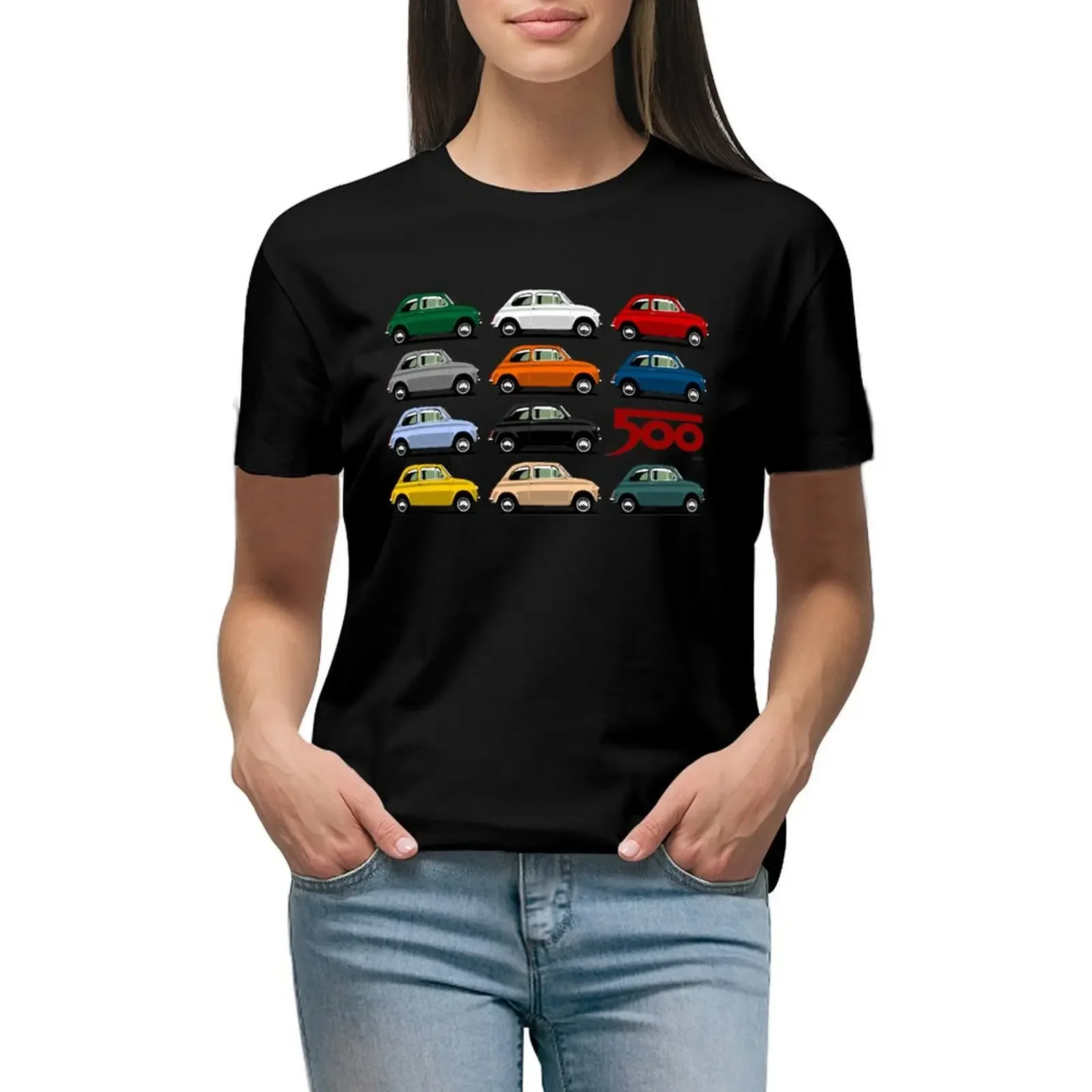 Fiat 500 side view T-Shirt customs design your own animal print shirt for girls anime funny new edition t shirts for Women