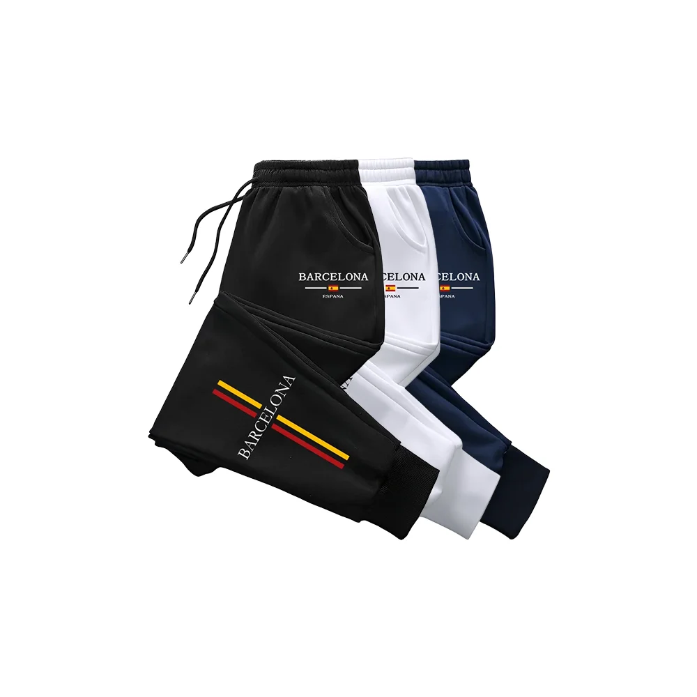 الخريف الشتاء الرجال Barcelo na المطبوعة Sweatpants عالية الجودة الذكور اليومية عارضة الرياضة سراويل للجري رياضة اللياقة البدنية السراويل
