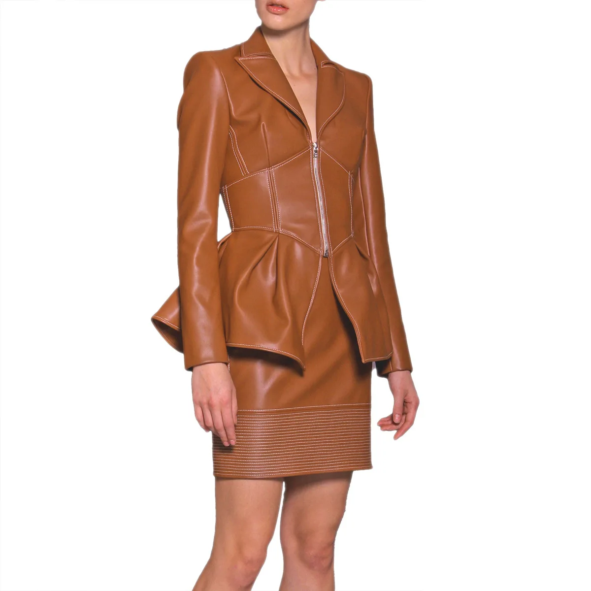 Veste en cuir de rue pour femme, robe de mode, CombPU, noir, mini, marron, décontracté, automne, manteau élégant en Y, haute qualité, nouveau, 2023