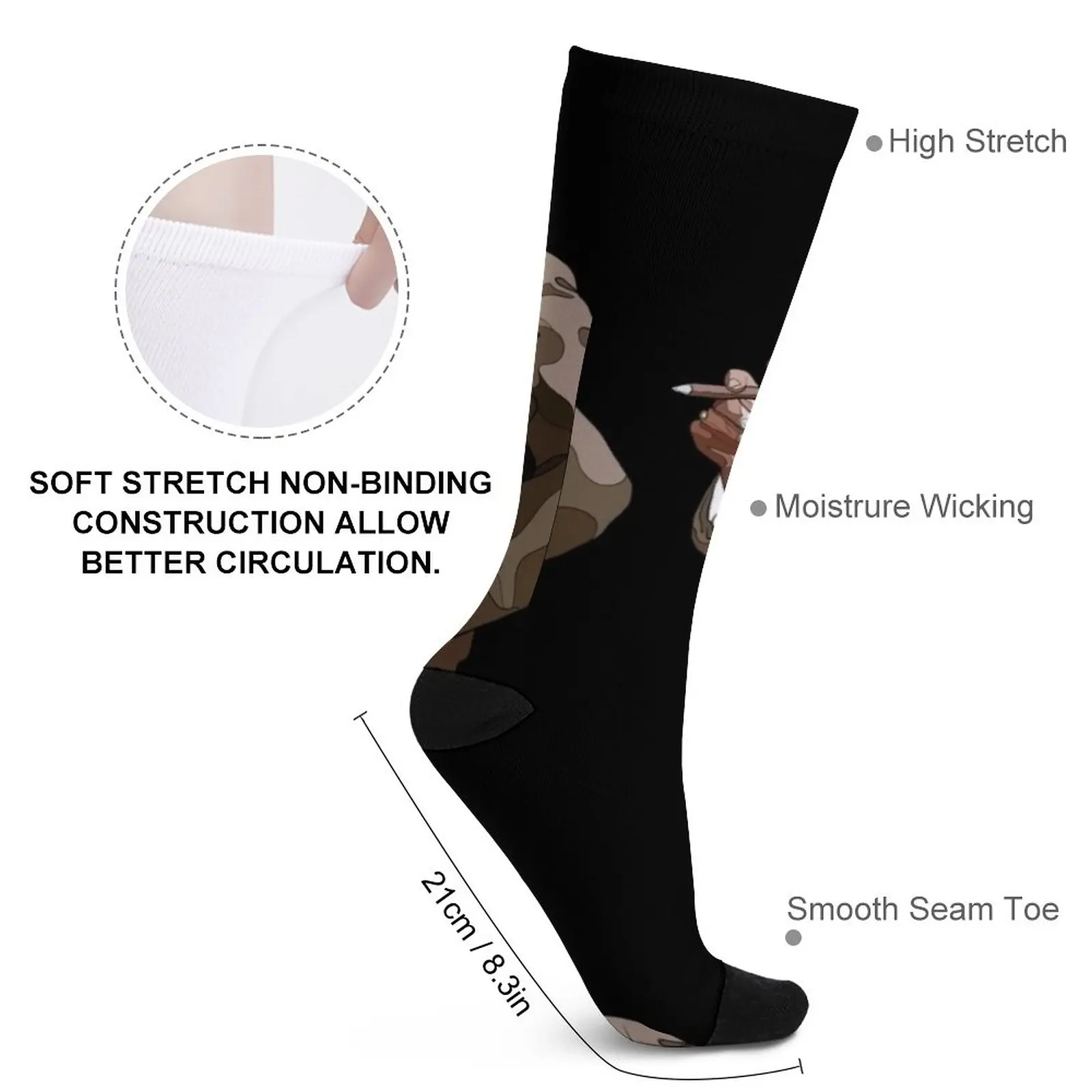 Illustration of Sigmund Freud - founder of psychoanalysis / psychology Socks designer socks MEN FASHION Women\'s socks