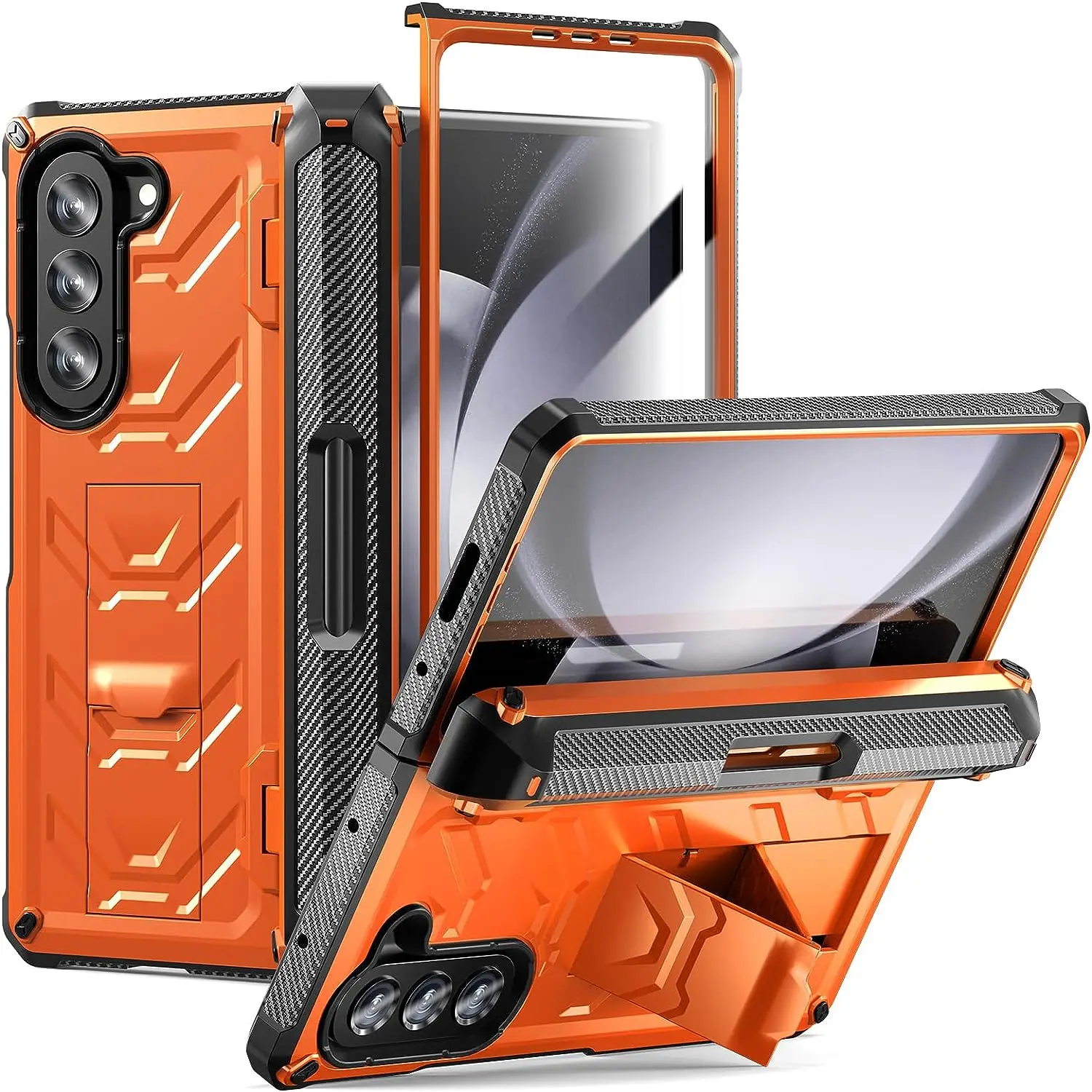 for Samsung Galaxy Z Fold 5 Rugged Armor Protect Case,Bulit-in[Kickstand] [S Pen Holder] [Screen Protector] [Hinge Protection]