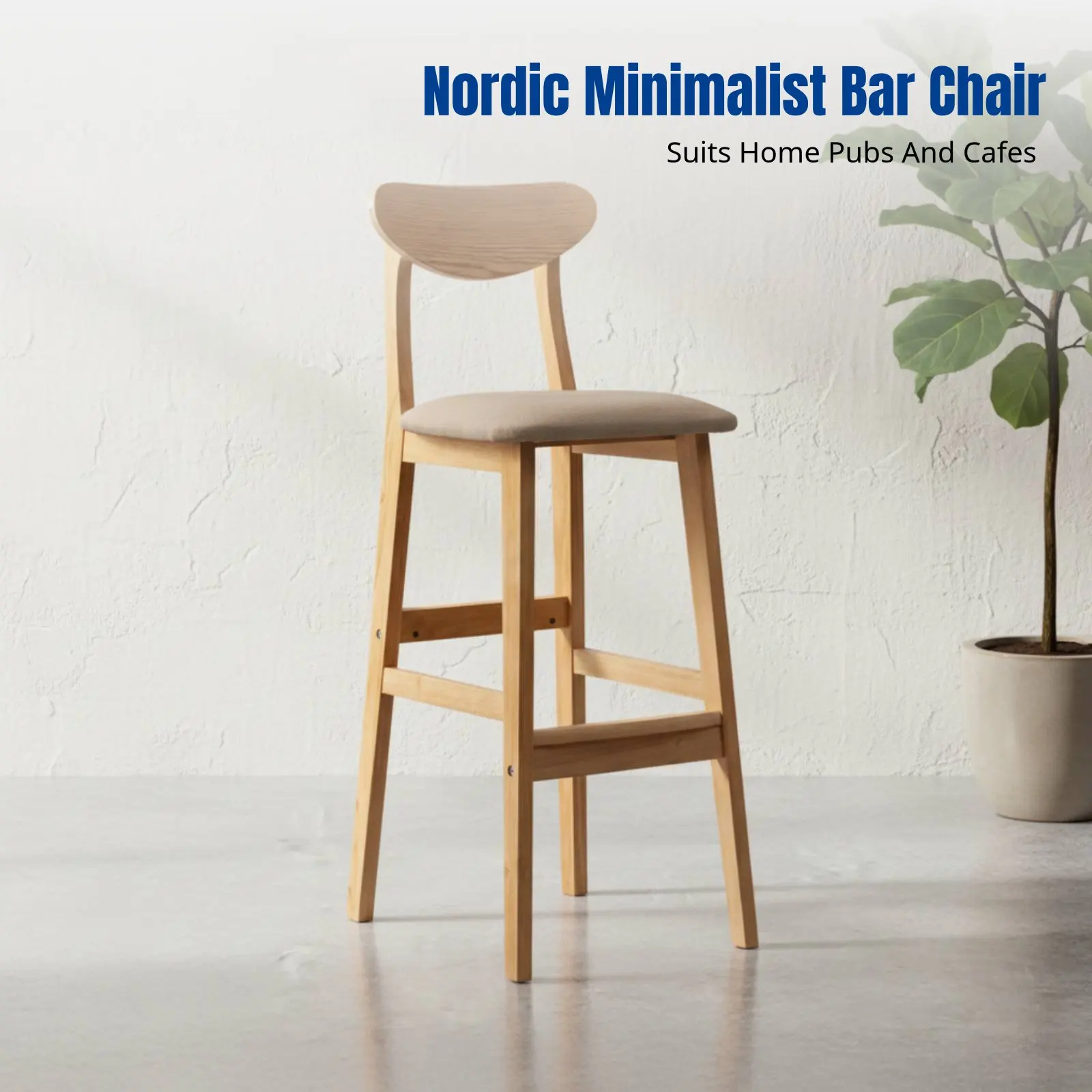 

Барный стул из массива дерева, современный минималистичный высокий стул, эргономичный дизайн, несколько цветов подушек, для бара, кафе, ресепшн