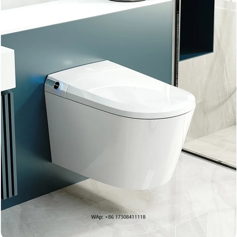 

Small Wall-Mounted Smart Toilet Remote Control Heated Seat Cyclone Flushing Concealed Water Tank P-Trap/S-Trap for Hotels Villas