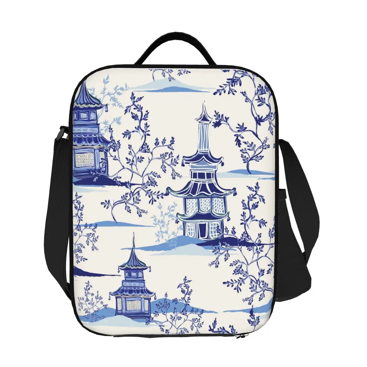 

Чайный домик в стиле шинуазри на заказ, винтажные художественные изолированные сумки для обеда для работы, школы, фарфоровый многоразовый термохолодильник, ланч-бокс для женщин