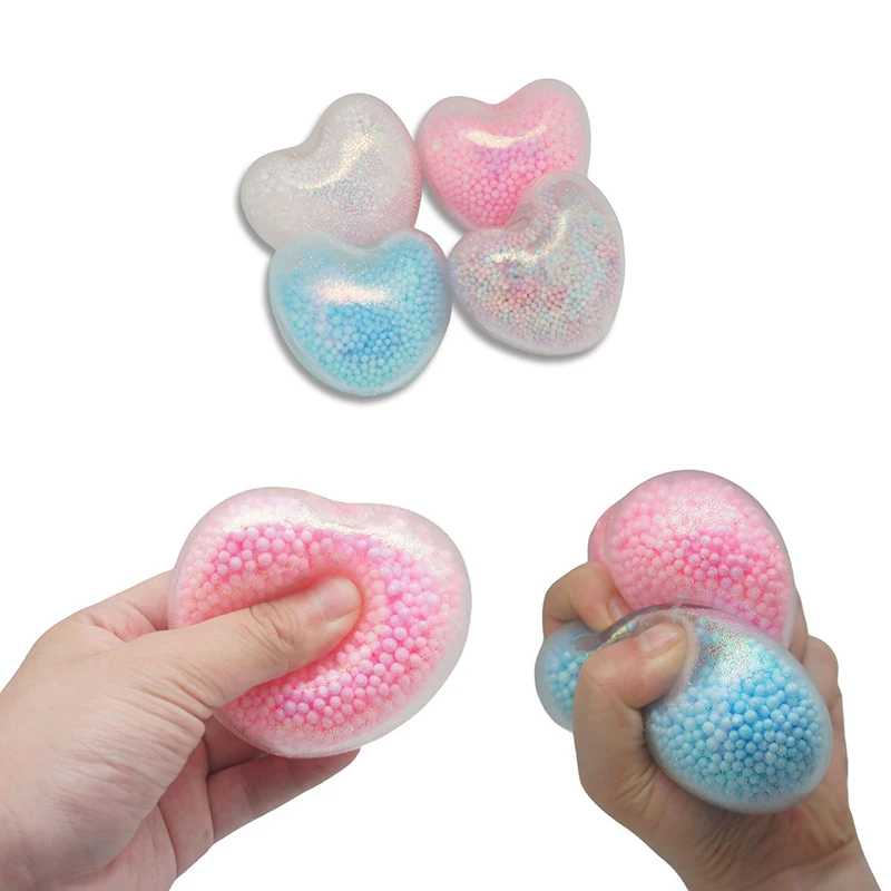 Funny Cute Transparent Heart Soft Pinch Squeeze Toys Creative Heart-shaped Adult Children Stress Relief Vent Toys Birthday Gifts