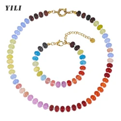 Beaded Gemstone Necklace for Women Colorful Boho Bead Choker Necklace Natural Stone Surfer Beach Necklace Summe Handmade Jewelry