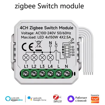 Tuya Smart Zigbee Switch Module 1/2/3/4 Gang Switch Mini Smart Jistič Smart Life Control s Alexou Google Home Alice 8 nejlepší prodej ZigBee 8kanálový relé - №6