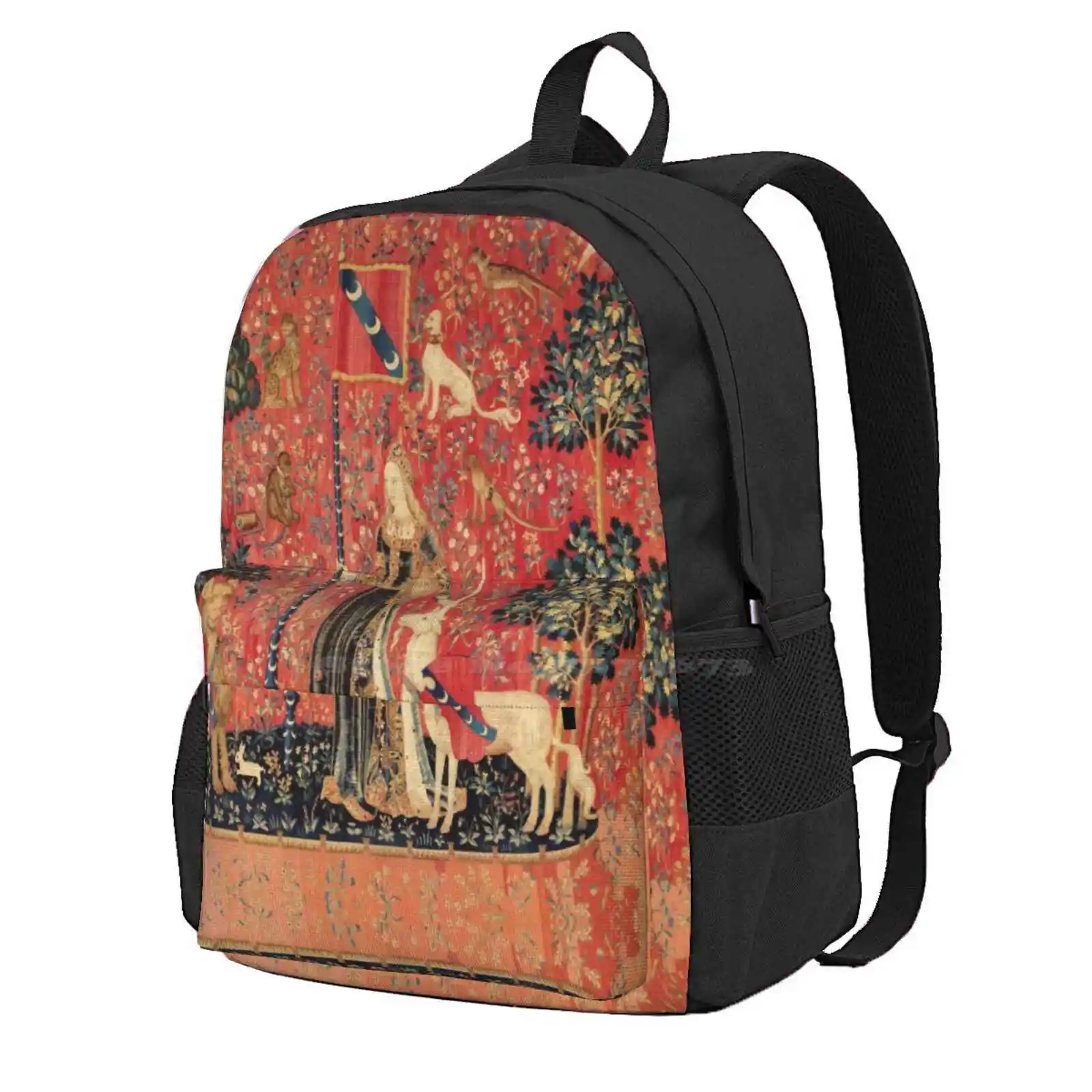 Lady And Unicorn ,Touch ,Lion,Fantasy Flowers,Animals Red Green Floral Hot Sale Schoolbag Backpack Fashion Bags Fantasy Magic