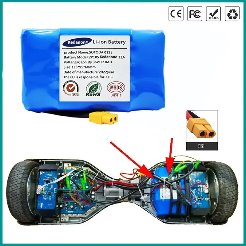 Batteria al litio ricaricabile originale 36V 12000mAh 10S2P 12000mAh 18650 per monopattino elettrico autobilanciante, disponibile nel magazzino UE