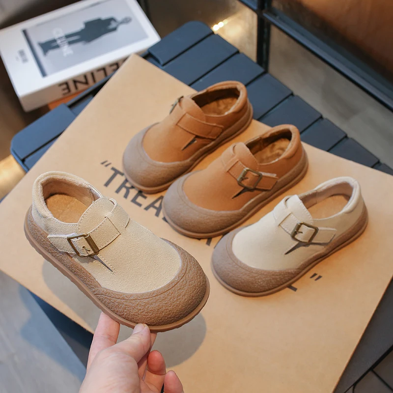 

Children Plush Warm Shoes for Girl 2025 Winter New Fashion Korean Style Soft Thick Sole Anti-slippery Versatile Chic Casual Shoe