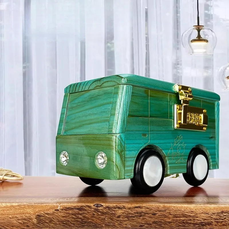 

New Creative Solid Wood Piggy Bank Combination Lock Car Shape Money Boxes Children's Birthday Gift Desktop Ornament Home Decor