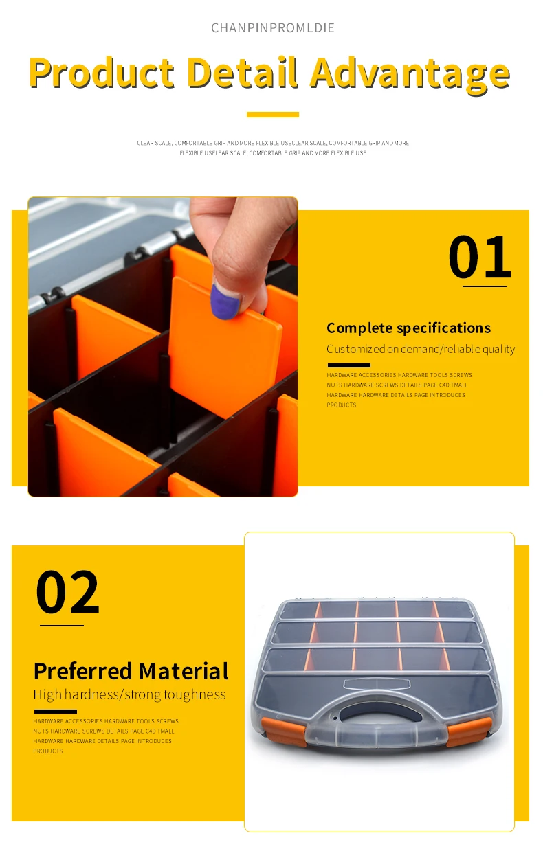 2-24 Grids Schraube Box Container Organizer Kunststoff Transparent Fach Einstellbare Lagerung Box Für Schmuck Taste Hardware-Tool – Detail 11