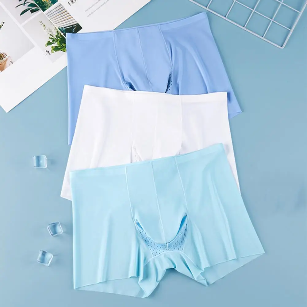 

Casual Men Underwear Quick Drying Mid-rise Men's Summer Shorts Seamless Elastic Waist Underwear with Transparent Solid Color