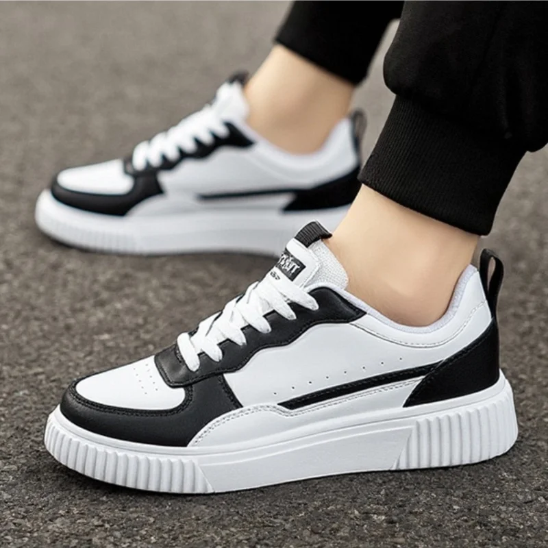YRZL Mode Leder Männer Casual Schuhe Leichte Laufschuhe Plattform Weiße Turnschuhe Outdoor Atmungsaktive Sportschuhe Schuhe