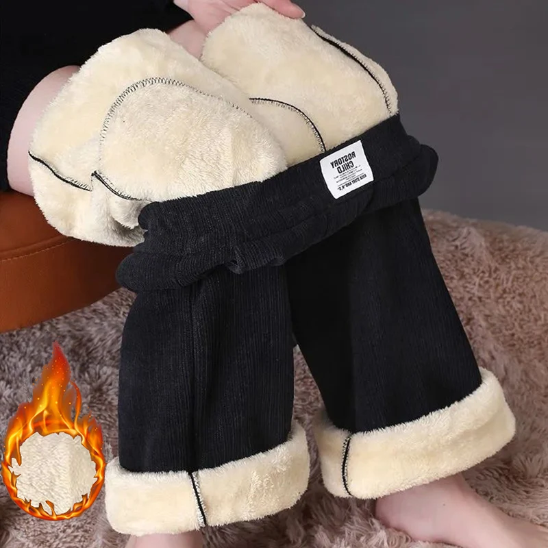 Hot Sale Snow Warm Fleece Pants 2025 Women Classic Fashion Plush Trousers Lady Chic Korean High Waist Thermal Pants
