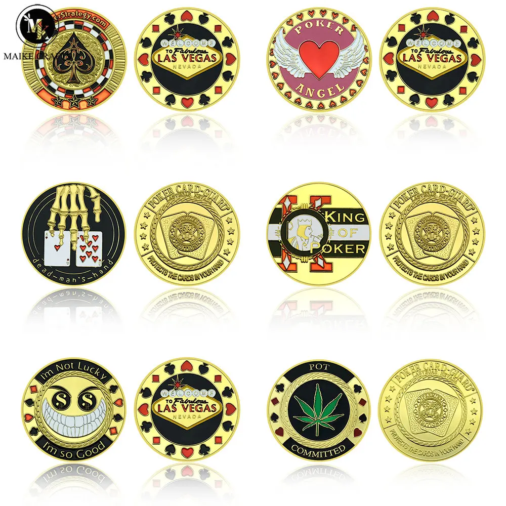 2022 Metal Poker Card Guard Protector Coin Casino Lucky Coin Texas Hold'em Chip Presser Poker Game Accessories Collectible Gift