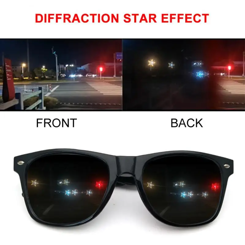 Lunettes de feu d'artifice créatives, montre les lumières changent en forme de cœur la nuit, lunettes de soleil amusantes, fournitures de fête, vente en gros