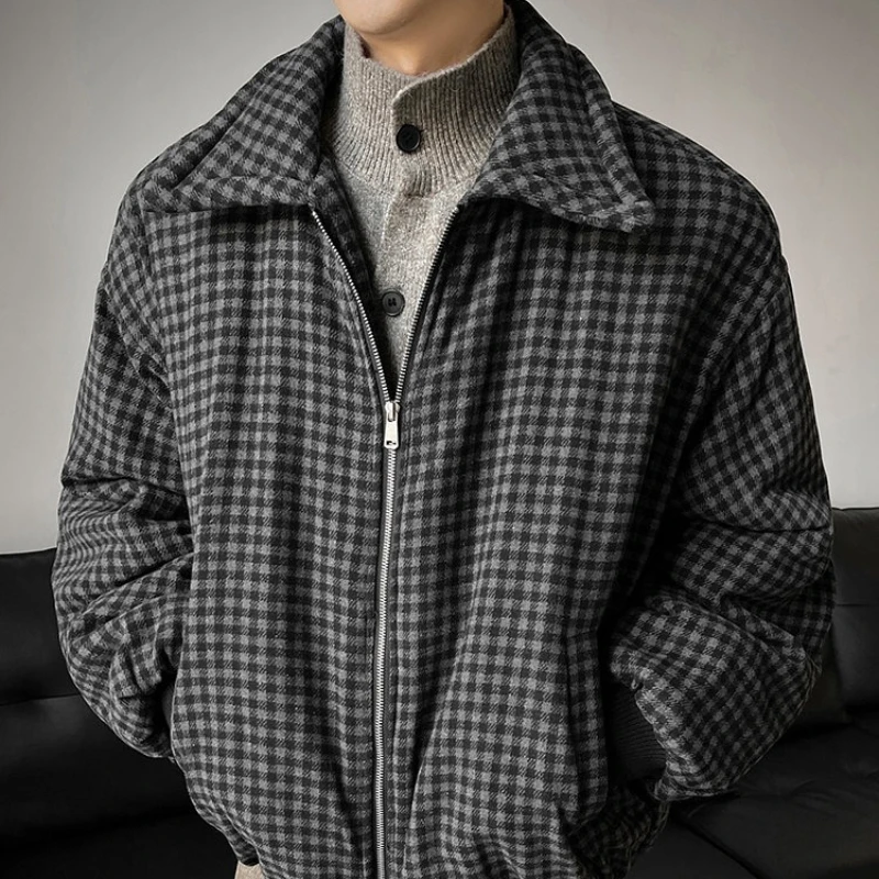 سترة قطنية سميكة منقوشة عتيقة للرجال - أسود (M-2XL) |   معطف قصير أمريكي على طراز المال القديم