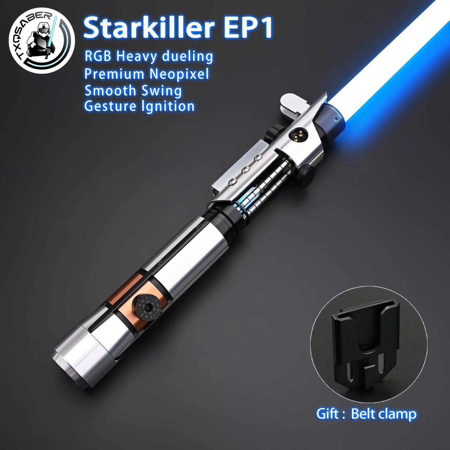 

TXQSABER Starkiller EP1 Высококачественный световой меч с металлической рукояткой, лазерный подарок для косплея, реплика лазеров NeoPixel, гладкие качели