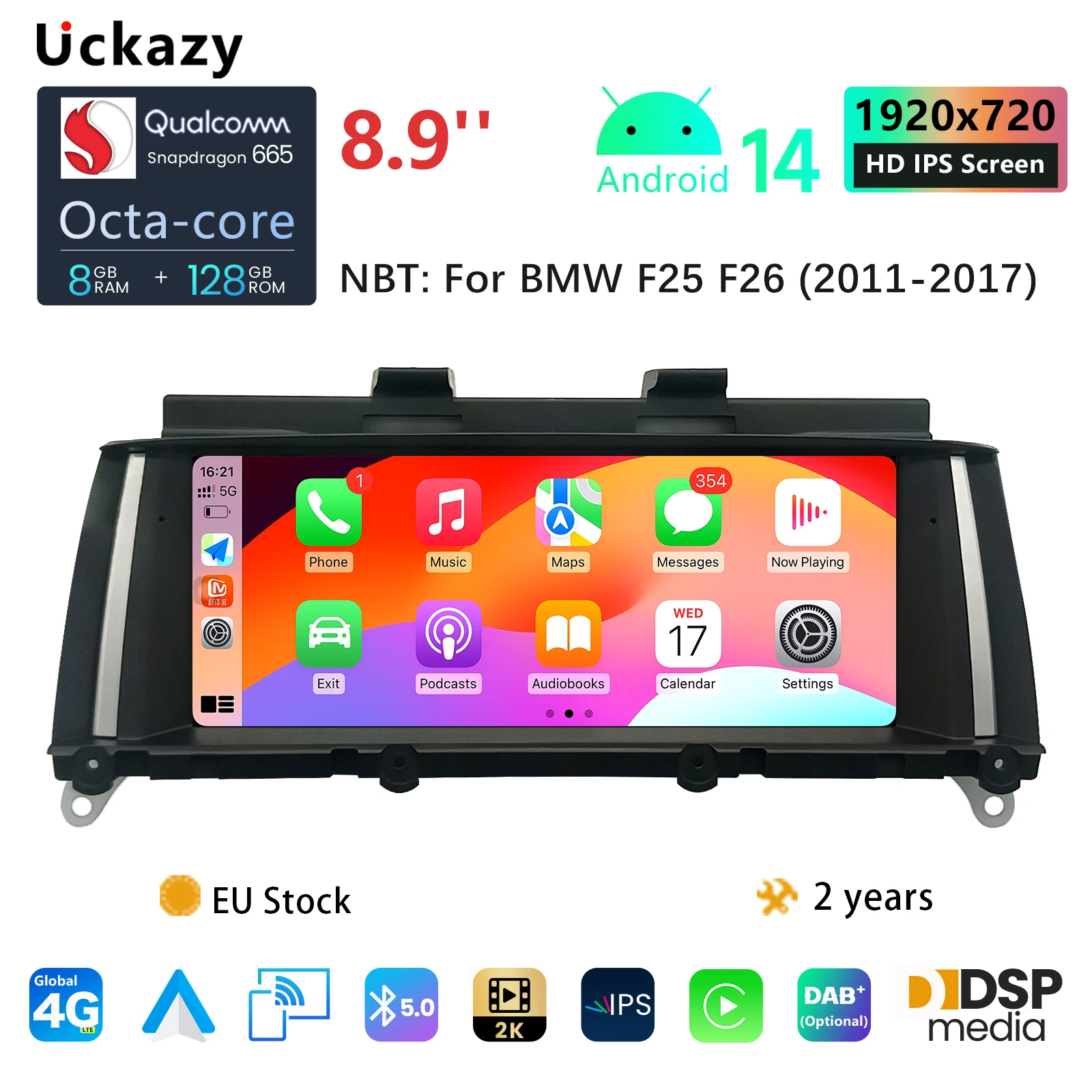 Bezprzewodowe CarPlay AutoRadio Android 14 Radio Samochodowe Multimedialne do BMW X3 F25 i BMW X4 F26 Ekran Audio Stereo Nawigacja GPS Jednostka Główna