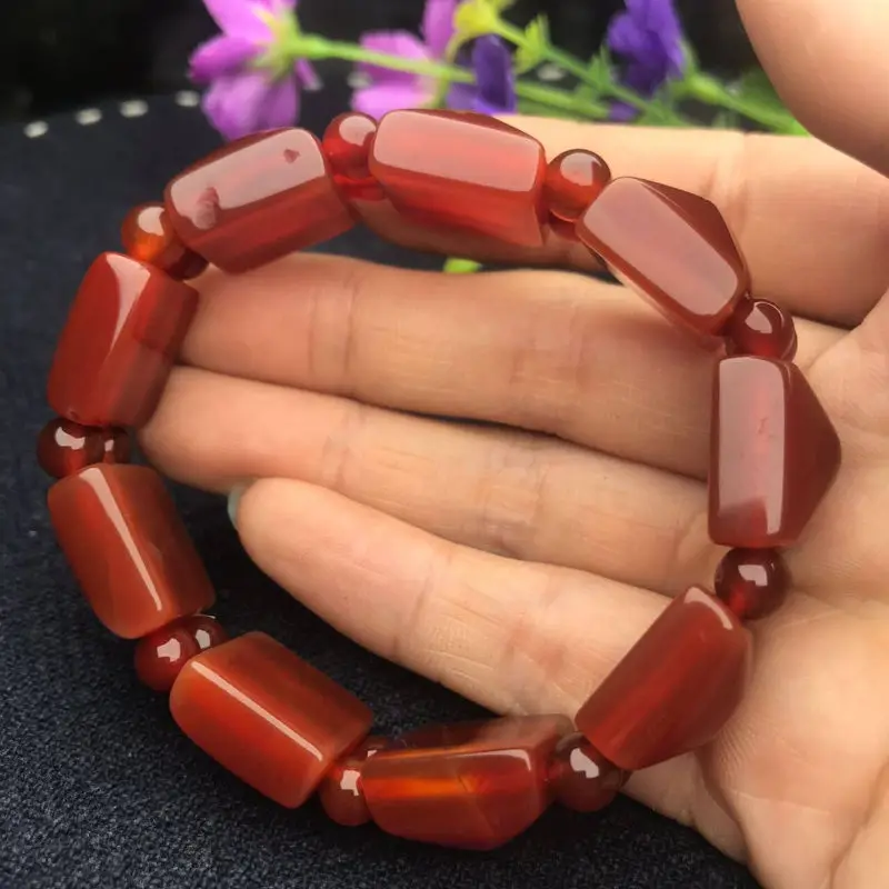 Red Agate Square Bracelet Fashion Joker for Men and Women.