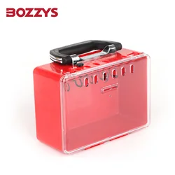 BOZZYS Protable Multipurpose SlimView Safety Group Lockout Box with Transparent Dustproof Cover for Industrial Lockout-tagout