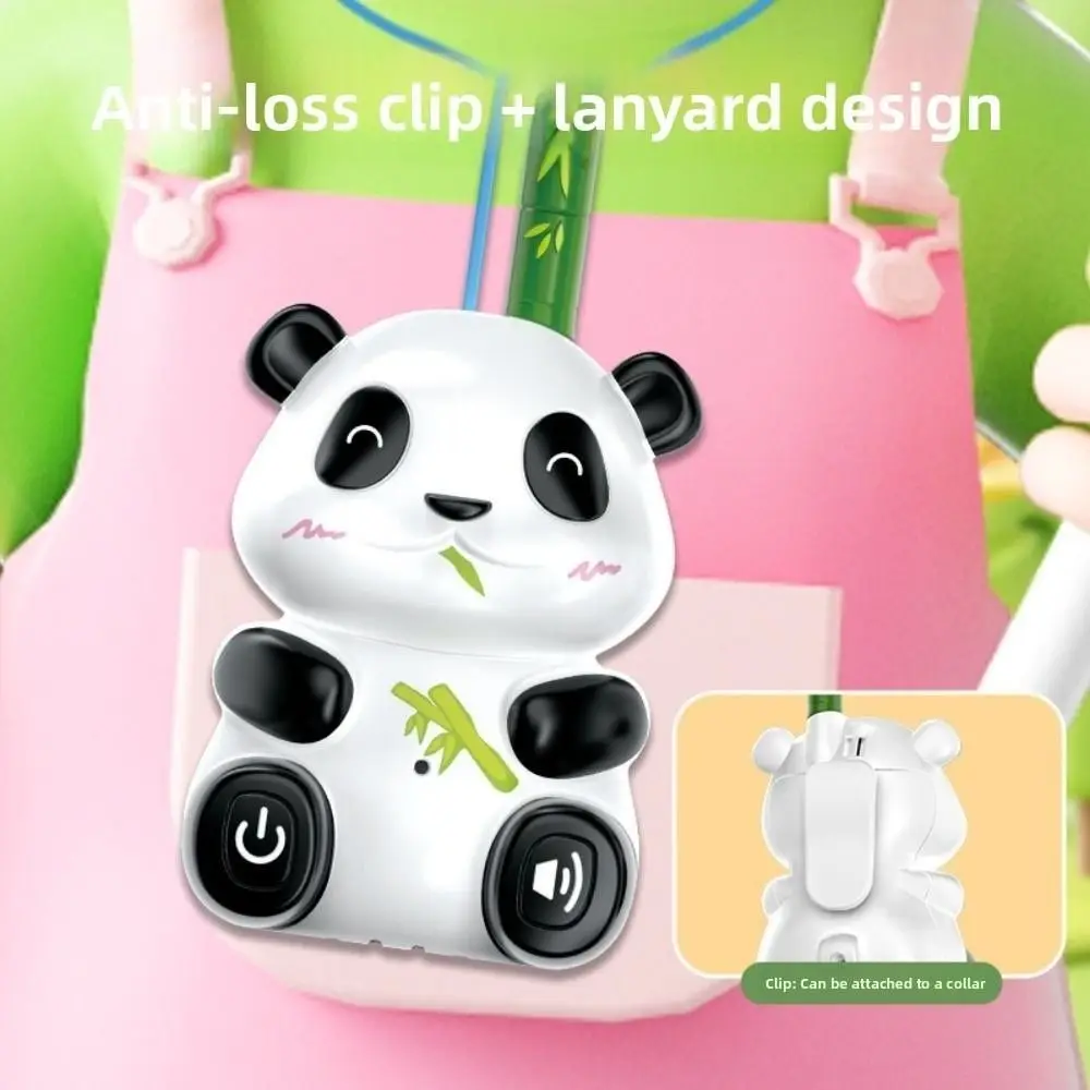 2 pçs panda crianças walkie talkie brinquedos transceptor dos desenhos animados portátil sem fio walkie-talkies com corda de pendurar alimentado por bateria