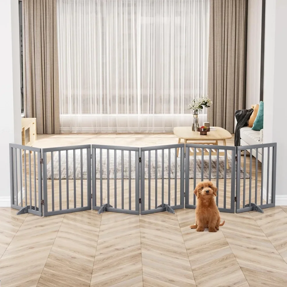 Extra Wide Dog Gate 110 inches, Free-Standing Dog Gates for Doorways, Stair, House, Indoor, Foldable Door Gate, Pet Gate