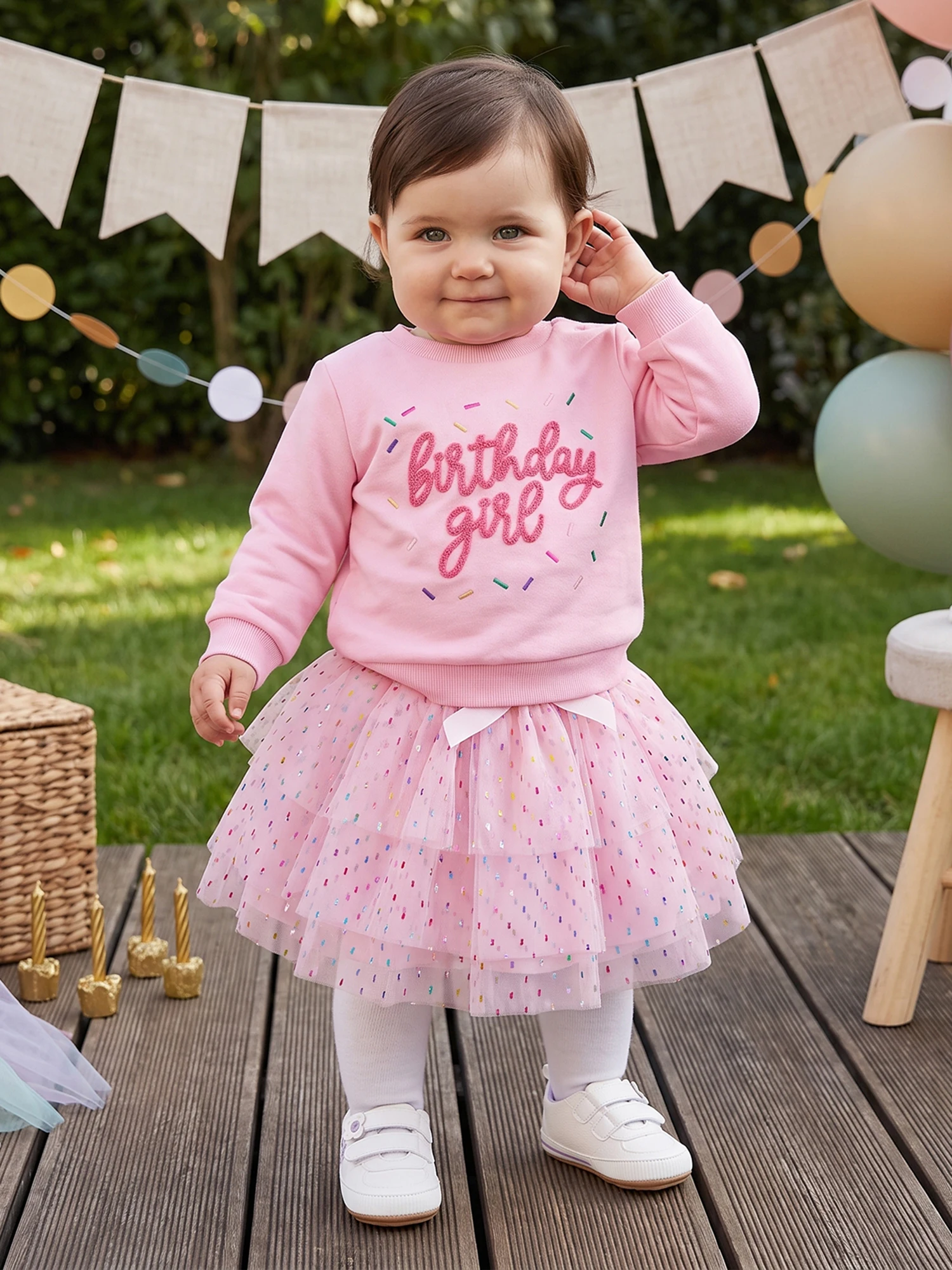 Letter Outfit Letter Embroidery Tops-Tulle-Skirt Embroidery Birthday Outfit Letter Tulle Letter Embroidery Long New