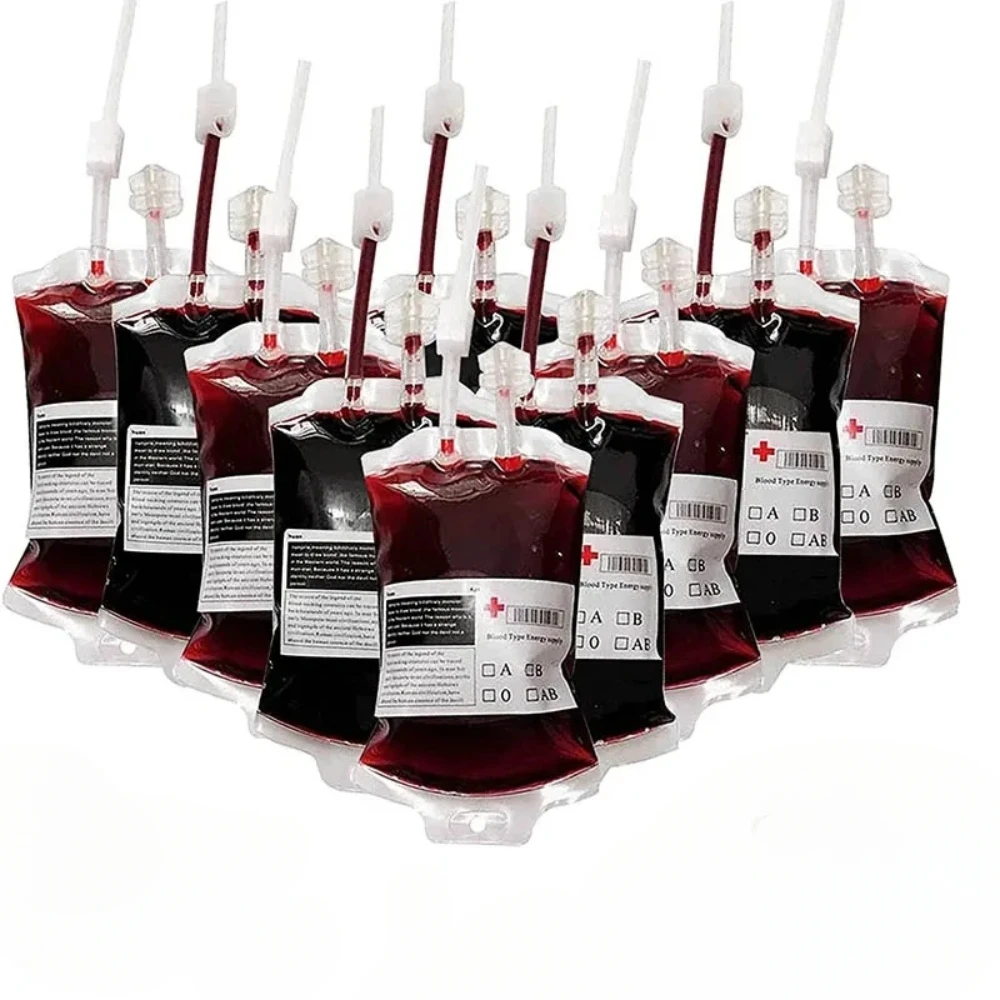 25pcs Halloween Blood Bags Alcohol Juice Drinking Bag Halloween Birthday Party Decoration Vampire Cosplay Supplies Horror Props