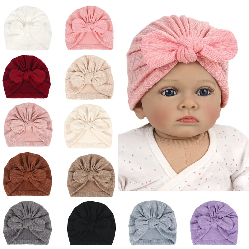

Europe America New Children Hats Autumn Winter Newborns Fresh Sweet Headwrap Fetal Cap Cute Rabbit Ear Baby Indian Pullover Cap
