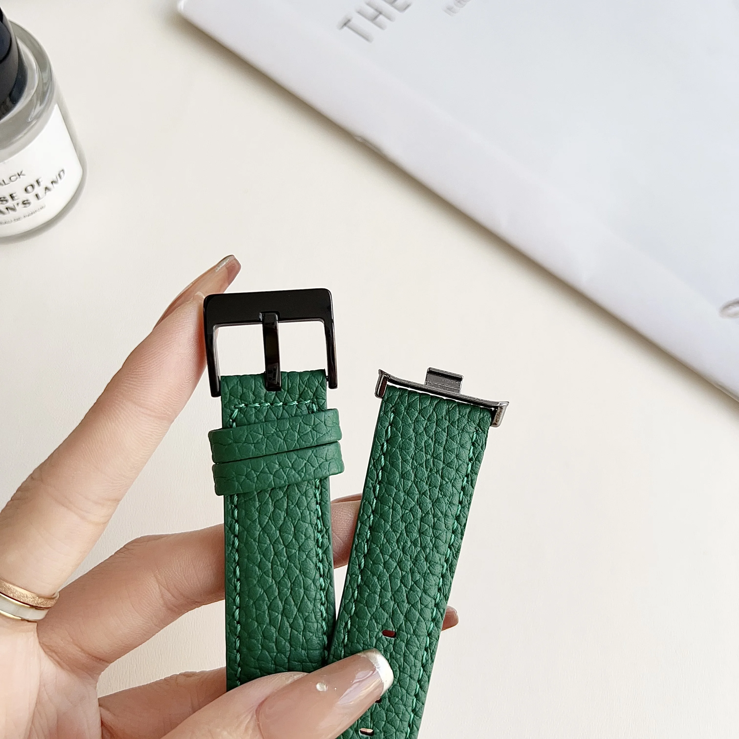 Кожаный ремешок Lychee для часов Redmi watch 4, xiaomi band8 pro