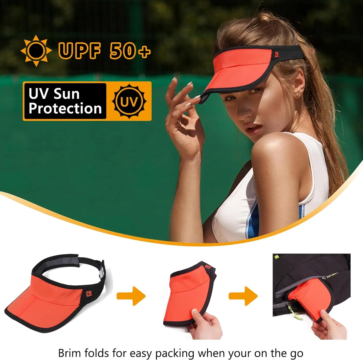 GADIEMKENSD Beach Cap Golf Tennis Sports Hat Portable Sports Hat Women Men Casual Hat Foldable Sun Visor Sunscreen Hat M11