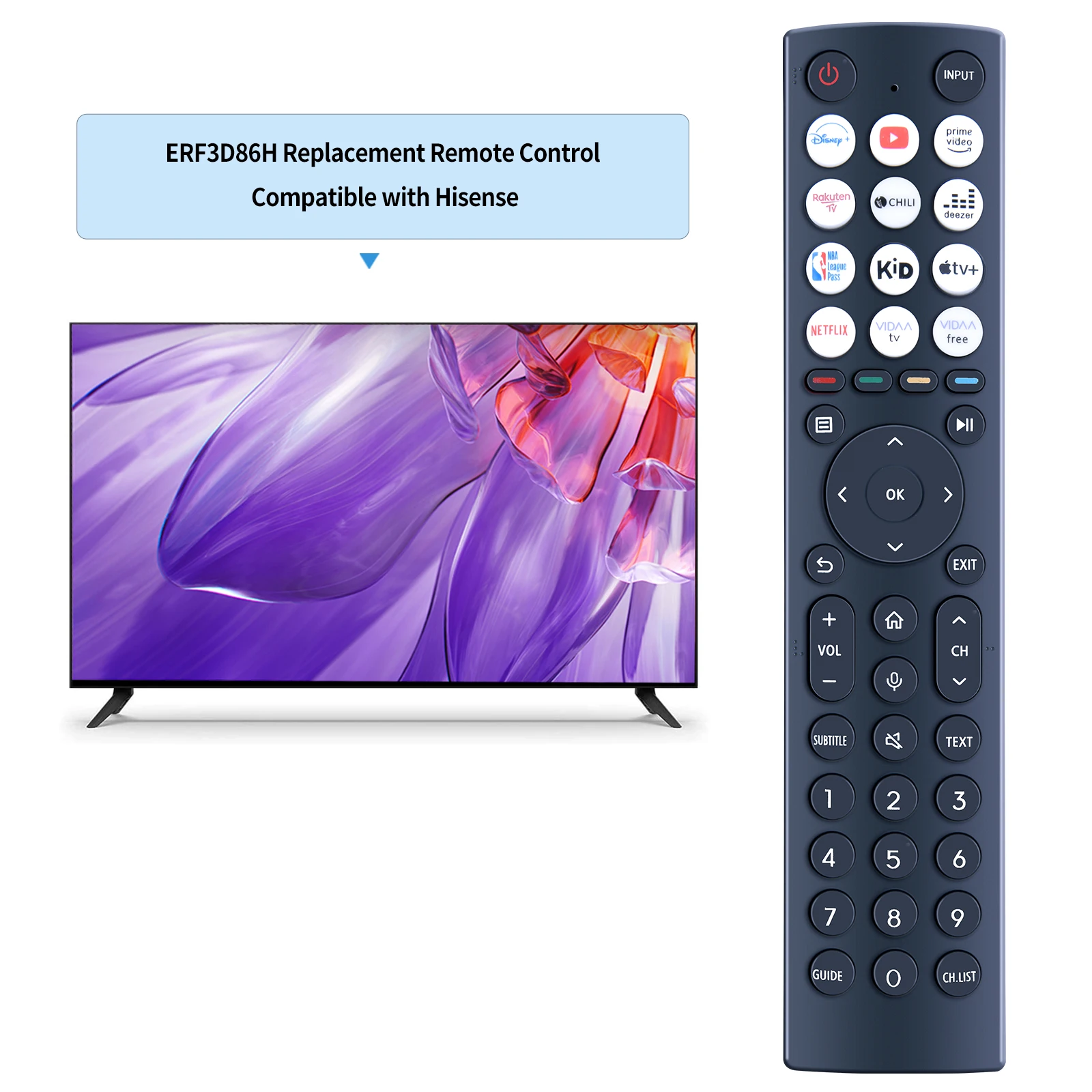 جهاز تحكم عن بعد ERF3D86H جديد لتلفزيون هايسنس الذكي 48A85H 65A9H 55U7HQ بدون صوت