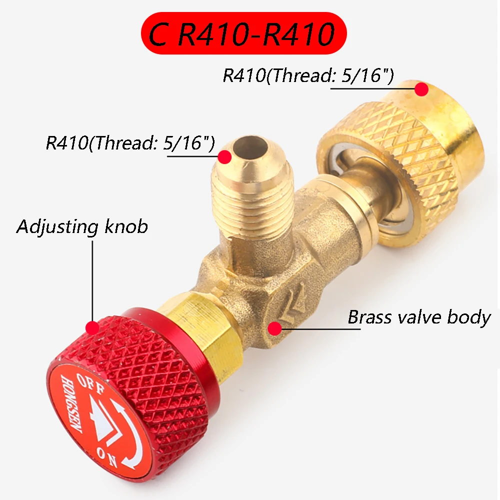 R410a R22 narzędzie chłodnicze klimatyzacja zawór bezpieczeństwa Adapter 1/4 "5/16" Cal gwint męski/gwint żeński zawory węża do ładowania — zdjęcie 4