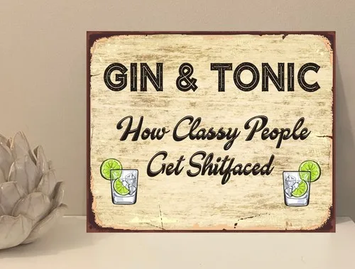 Gin & Tonic Funny Quote Metal Novelty Plaque Sign Gift fcp28 --Tin Sign