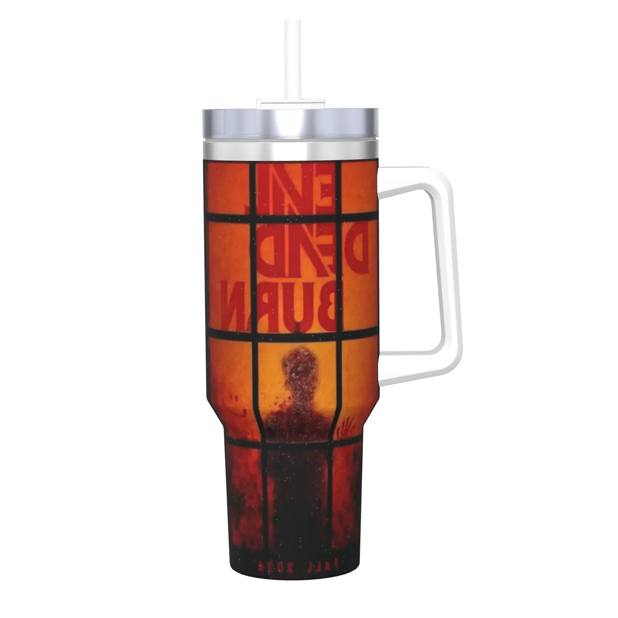 Evil Dead Burn Tumbler With Straw  Stainless Steel Tumblers Cup Double Wall Vacuum Insulated for Cold Or Hot 40oz