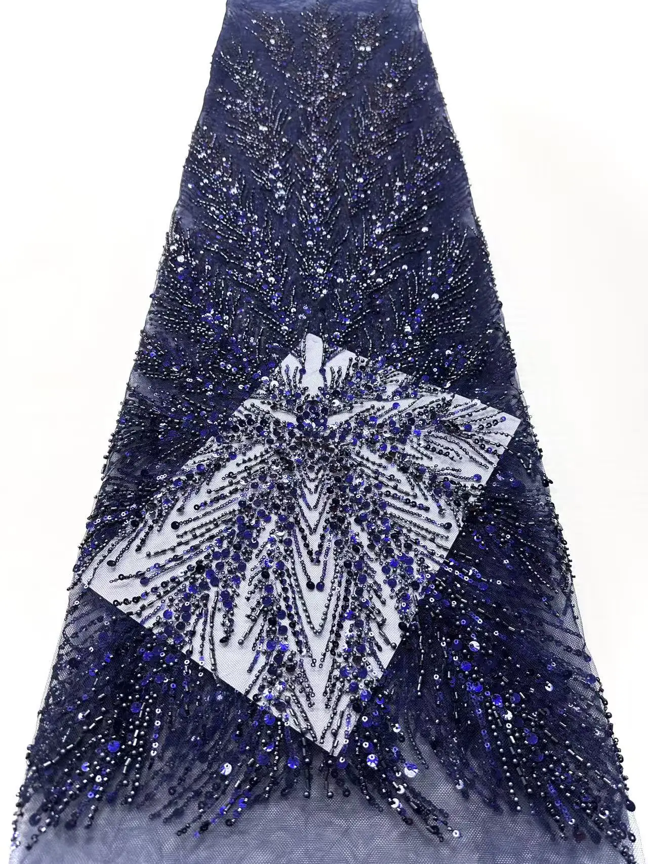 Белое кружево, 5 ярдов, африканская кружевная ткань, 2025 г., высокое качество, кружевная ткань с бисером, вышивка, тюль, кружевная ткань для шитья платьев H24-1