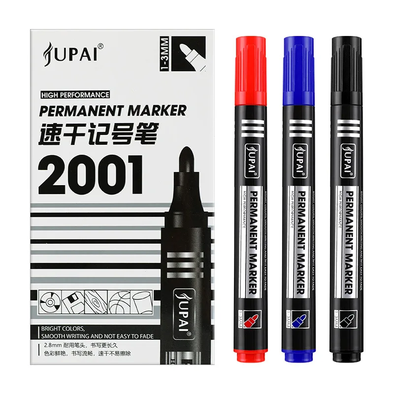 3/6 Stks/set Permanente Markeerstift Fijne Punt Waterdichte Inkt Dunne Punt Punt Punt Ruwe Punt Punt Zwart Blauw Rood Inkt 1.5Mm Fijne Kleur Marker Pennen