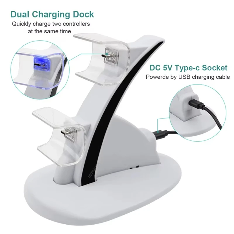 Per Sony PS5 Doppio Controller Base di supporto per caricabatterie rapido per PS5 Gamepad wireless Joystick Dock di ricarica Accessori per giochi