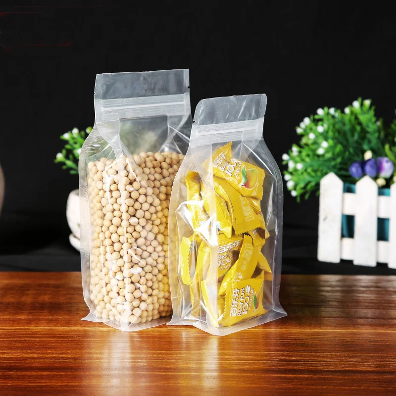 50pcs/Lot Resealable Plastic Transparent Zip Lock Bag Stand-Up Pouches Reusable Food Packaging Bag for Nuts Candy Storage Bags