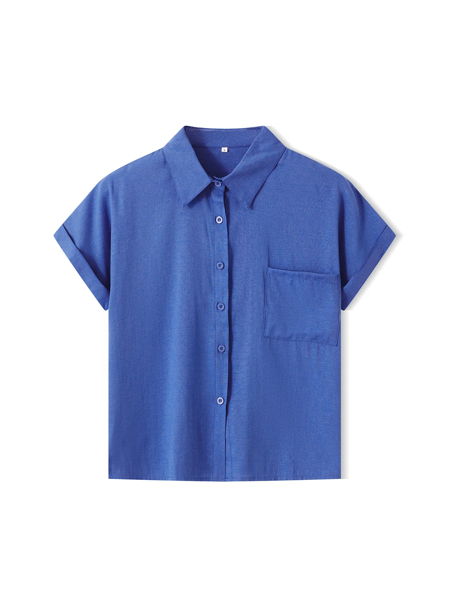 سترة نسائية كاجوال بأكمام قصيرة ورقبة على شكل حرف V مع تفاصيل أزرار وفتحات جانبية لملابس عطلة الصيف على الشاطئ