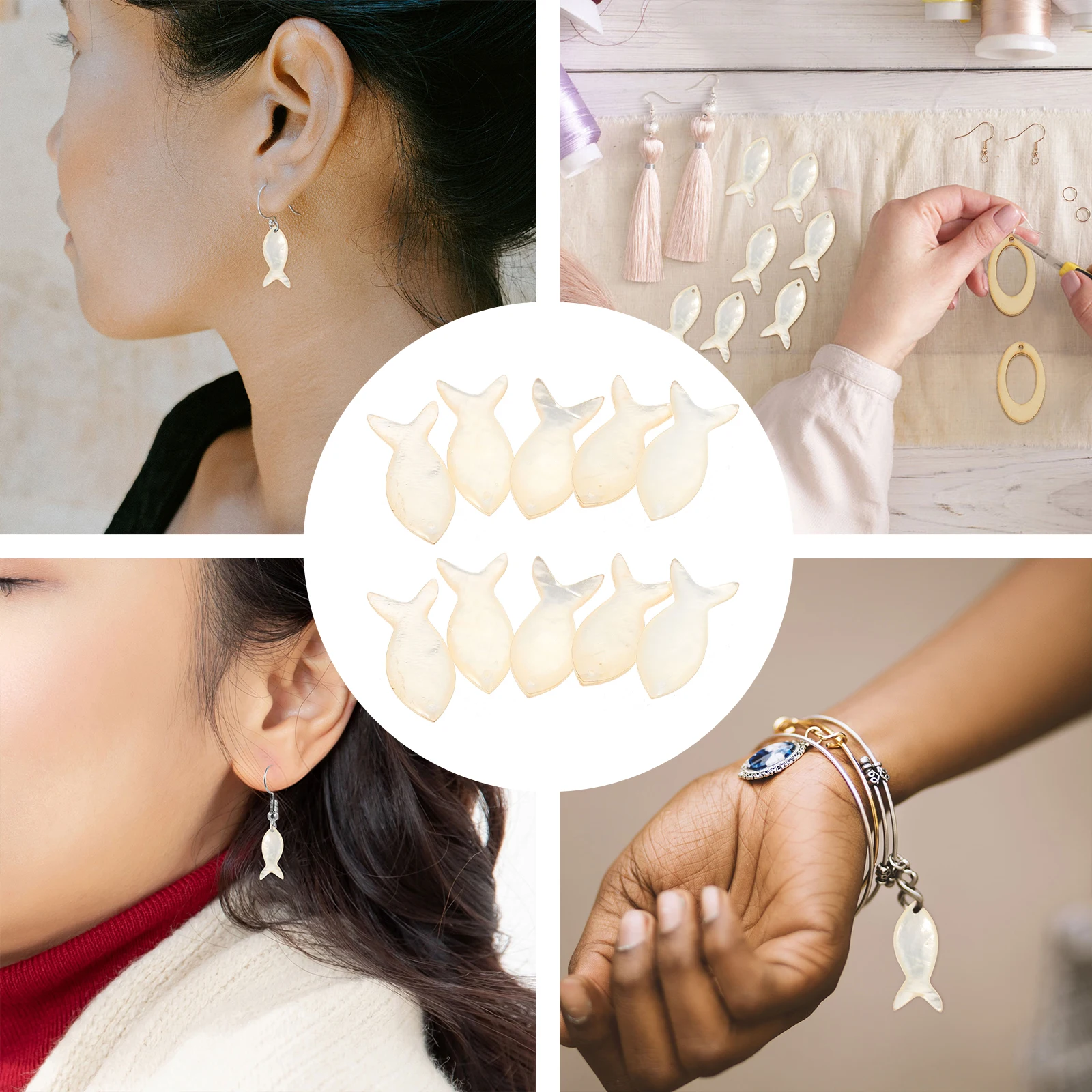 

10 шт., кулон в форме рыбы, материал в форме ракушки, DIY изготовление ювелирных изделий, ожерелье, браслет, серьги, подвески, подвесной кулон, сделай сам, изготовление ювелирных изделий