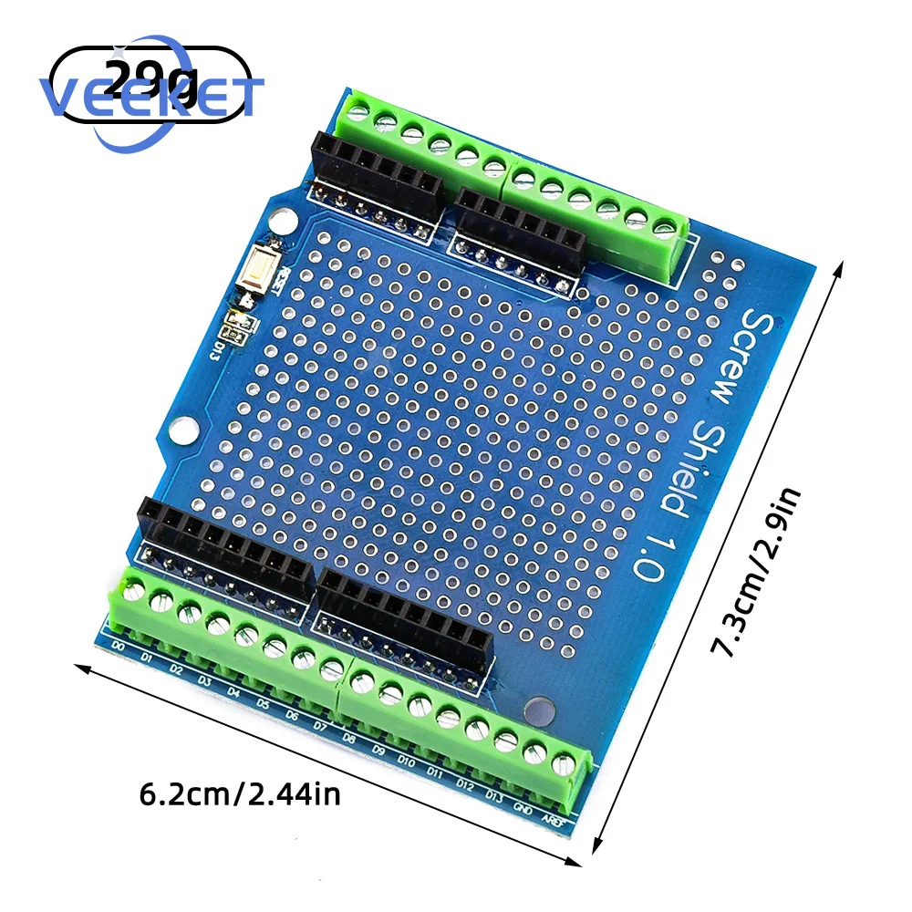 Diymore Standard Proto Screw Shield Assembled Prototype Terminal Expansion Board for Arduino Opening Source Reset Button D13 LED