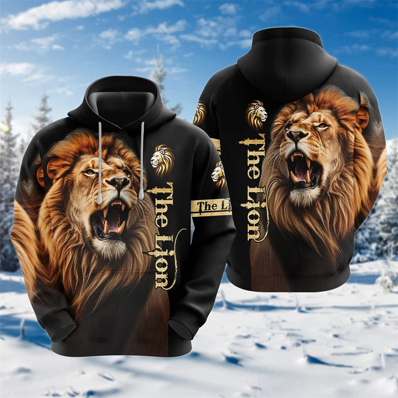 

Funny 3D Lion Print Hoodie for Men Autumn and Winter Casual Comfortable Sweatshirts Fashion Oversized Hoodie Street y2k Clothes