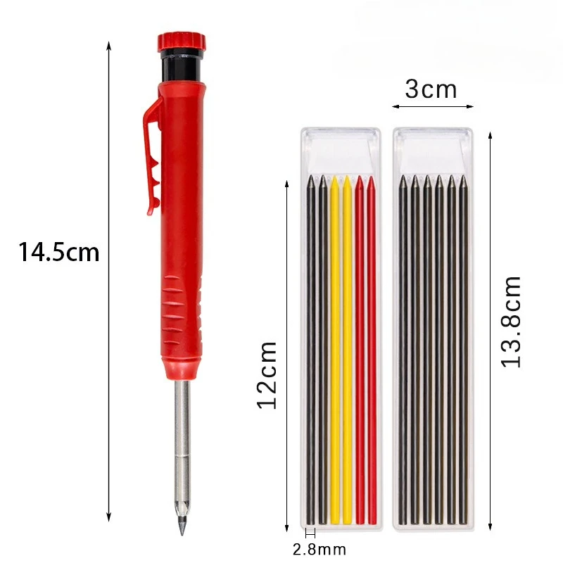 بطاقة أقلام رصاص لأعمال النجارة وإعادة تعبئة علامات ورسم بفتحة عميقة مع رصاص موثوق ومتين مقاس 2.8 مم لهندسة النجارين