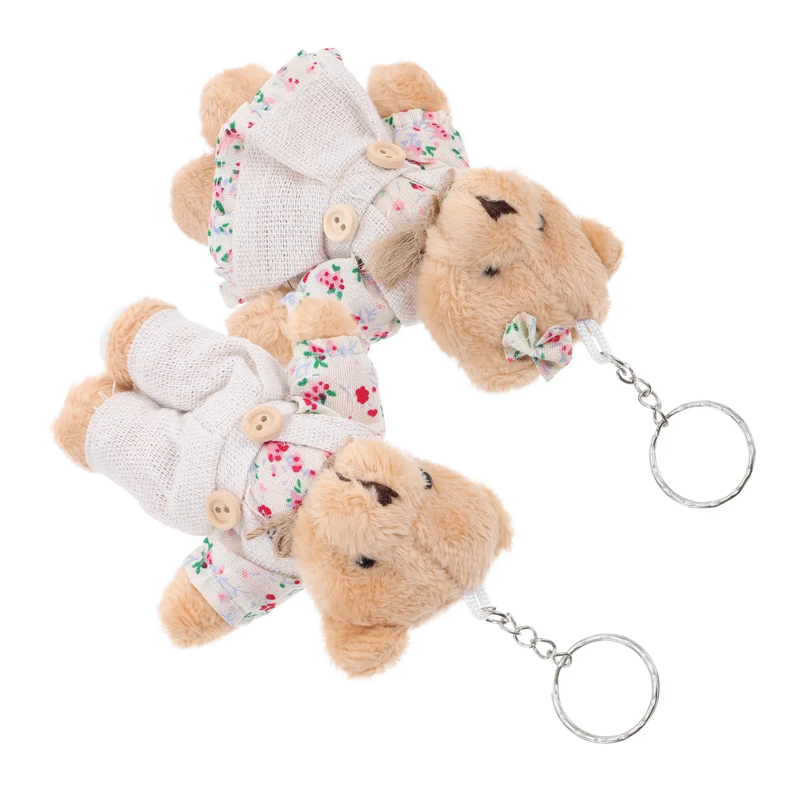 

2Pcs Cute Bear Keychains Delicate Workmanship Longtime Use Aesthetic Decorative Bag Pendant Travel Companion Tiny Stuffed Bear