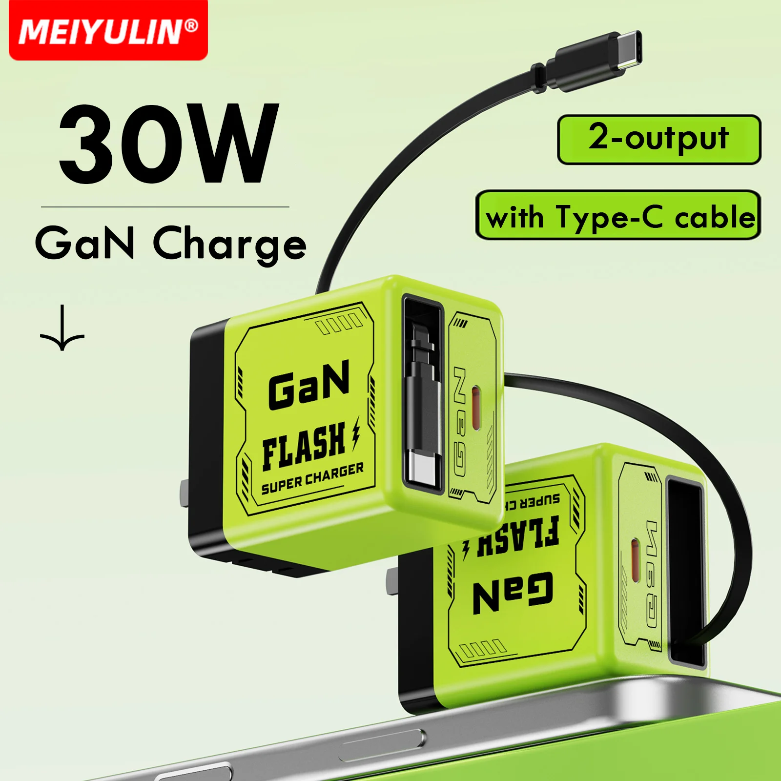 30W GaN USB C Charger QC PD Fast Type-C Charger For iPhone 15 14 Xiaomi Samsung Tablet Mini Quick Phone Charger With Cable 22.5W